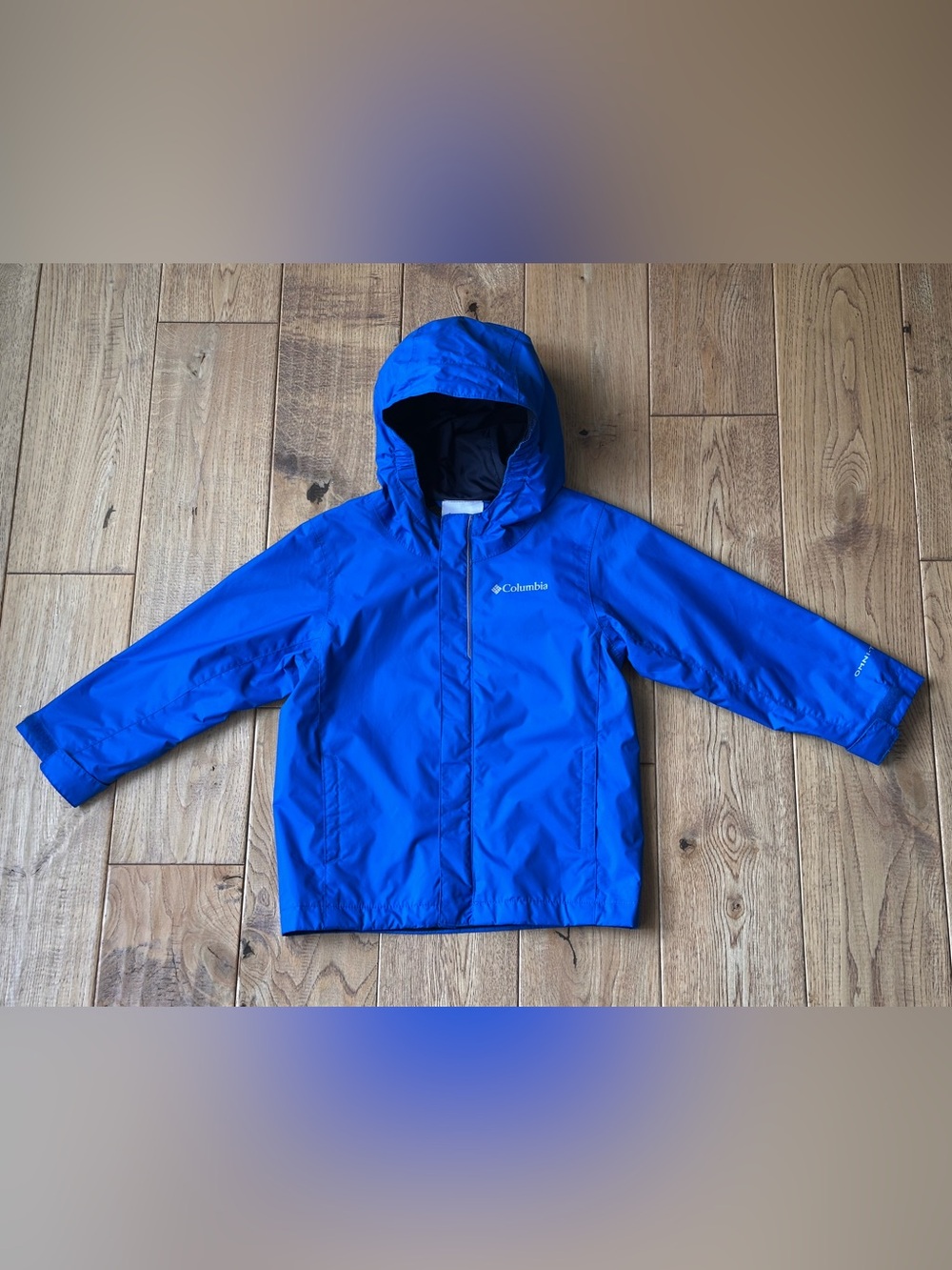 Columbia Blue Hooded Rain Jacket size 3T
